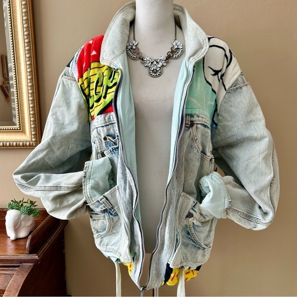 90's Vintage Guetta Brothers Too Cute Disney Mickey Mouse Denim Jean Jacket - Picture 7 of 14